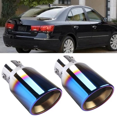 2x Exhaust Pipe Tip Rear Tail Throat Muffler Stainless For Hyundai Creta Sonata Foto 1 de 4