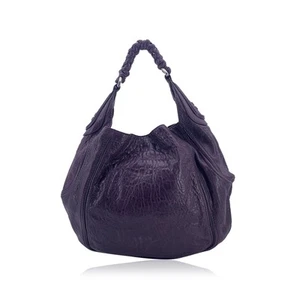 Authentic Givenchy Purple Distressed Leather Eclipse Hobo Tote Shoulder Bag - Picture 1 of 11