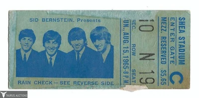 1965 Beatles Live at Shea Stadium Nueva York - Boleto de concierto original Foto 1 de 2