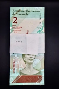 Bank Pack 100 Consecutive $2 Bolivares Venezuela 2018 Notes **BU/UNC** #1BT - Picture 1 of 4