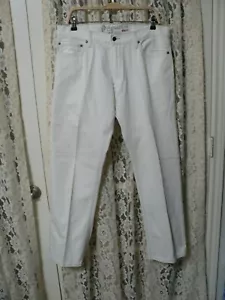 =LEVIS DENIZEN 218 SLIM STRAIGHT MEN SZ 36 (35x31) WHITE JEANS-MID RISE-COTTON - Picture 1 of 10