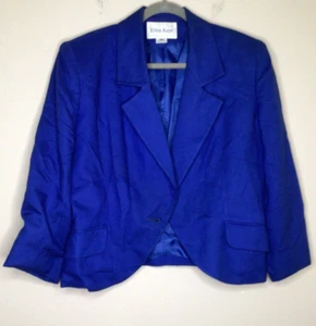 Ellen Kaye Women Size 16W Blue Long Sleeve Button Front Jacket Blazer - Picture 1 of 13