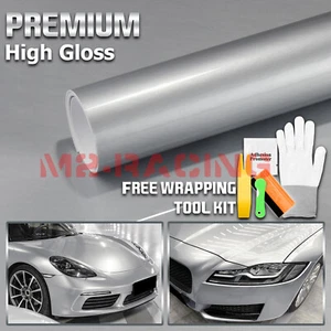 High Gloss Silver Glossy Car Vinyl Wrap Sticker Decal Sheet Film DIY Air Release - Picture 1 of 12
