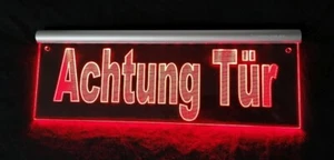 LED Leuchtschild ACHTUNG TÜR oder dein Text personalisiert VORSICHT WARNSCHILD - Picture 1 of 12