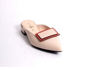 Gibellieri 131b Beige / Peach Leather Pointed Toe Shoe Mules 37.5 / US 7.5