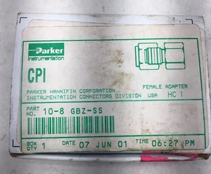 NEW BOX OF 1 PARKER 10-8 GBZ-SS CPI FEMALE PIPE ADAPTER 5/8" TUBE X 1/2" NPT - Picture 1 of 5
