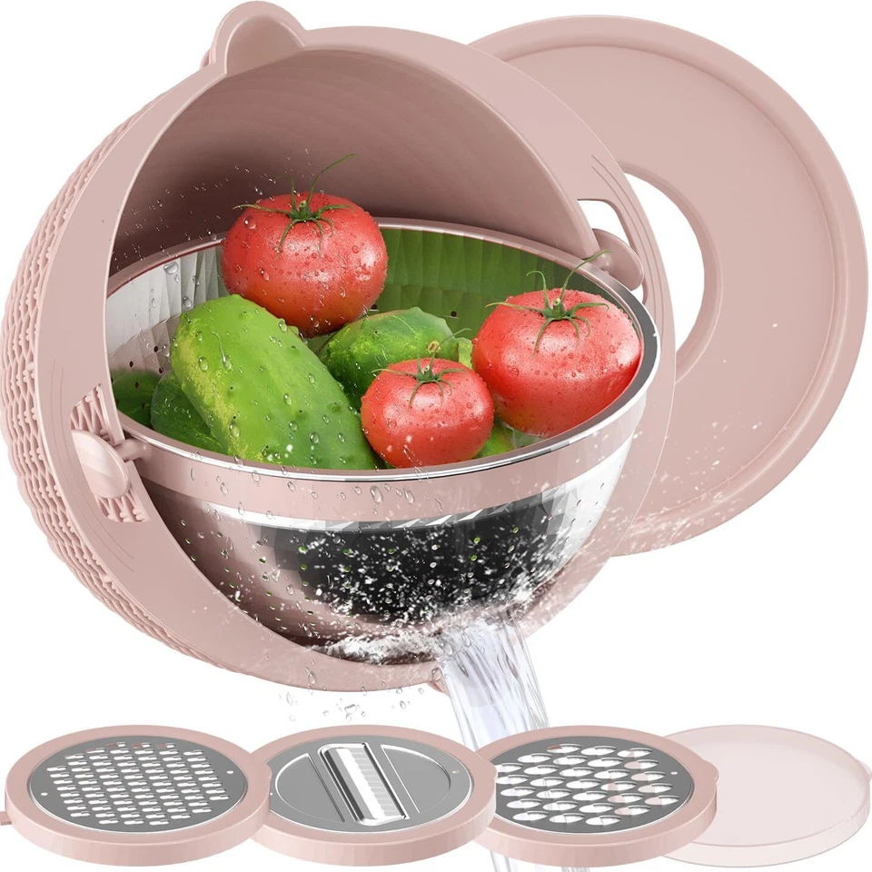 4 in 1 Colander with Mixing Bowl Set Stainless Steel Strainer kitchen pasta bowl - Image 1 of 1