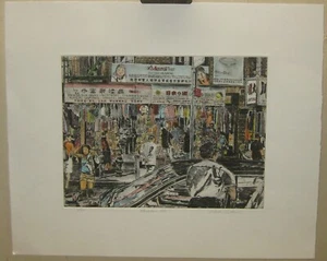 Grabado L/E original WALTER BUTTRICK ""Chinatown NYC"" Ciudad de Nueva York coloreado a mano - Imagen 1 de 12