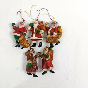 VTG Lot of 5 Santa Claus Mini Blow Mold Christmas Tree Ornaments Japan - Picture 1 of 8