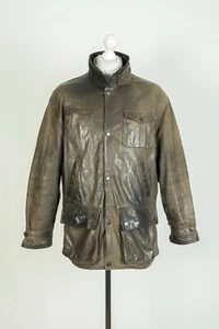 Barbour Bushman Cappotto Giacca Uomo Pelle Nero Campo Taglia M - Foto 1 di 15