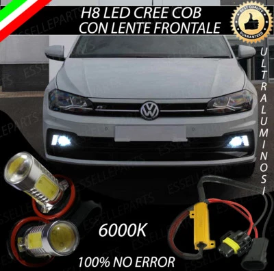 COPPIA LAMPADE FENDINEBBIA H8 LED CREE COB CANBUS VW POLO AW1 100% NO ERROR - Immagine 1 di 4
