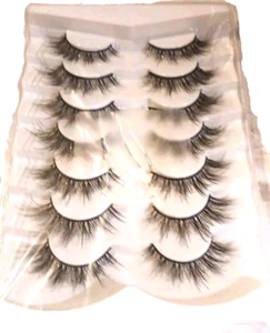 False Eyelashes Natural Volume Cat Eye Lashes Wispy , 7 pair - Picture 1 of 1