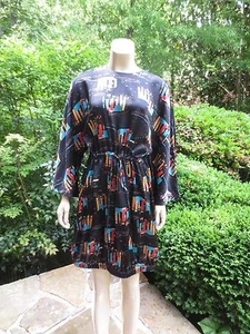 J.W. Vestido Anderson de seda estampado con cinturón manga 3/4 talla 8 NUEVO CON ETIQUETAS $950 - Imagen 1 de 6