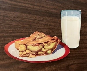 NOS Vintage 1950s Apple Pie & Milk Diner Soda Fountain Die Cut Sign - Picture 1 of 1
