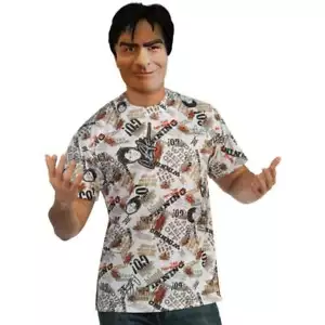 Mens Adult Official Funny Charlie Sheen Costume Shirt and Mask - Picture 1 of 1