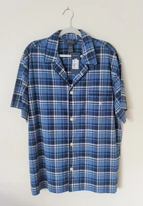 Polo Ralph Lauren Short Sleeve Stretch Woven PJ Top Only Large Plaid Sleepwear - Picture 1 of 5