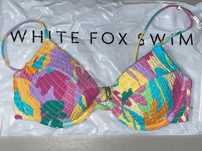 White Fox Boutique Women's Costa Rica Bikini Top Ruche Cannes Print Small Foto 1 de 4