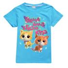 New Kids Super Kitties printed short sleeved T-shirt, children's cotton top gift