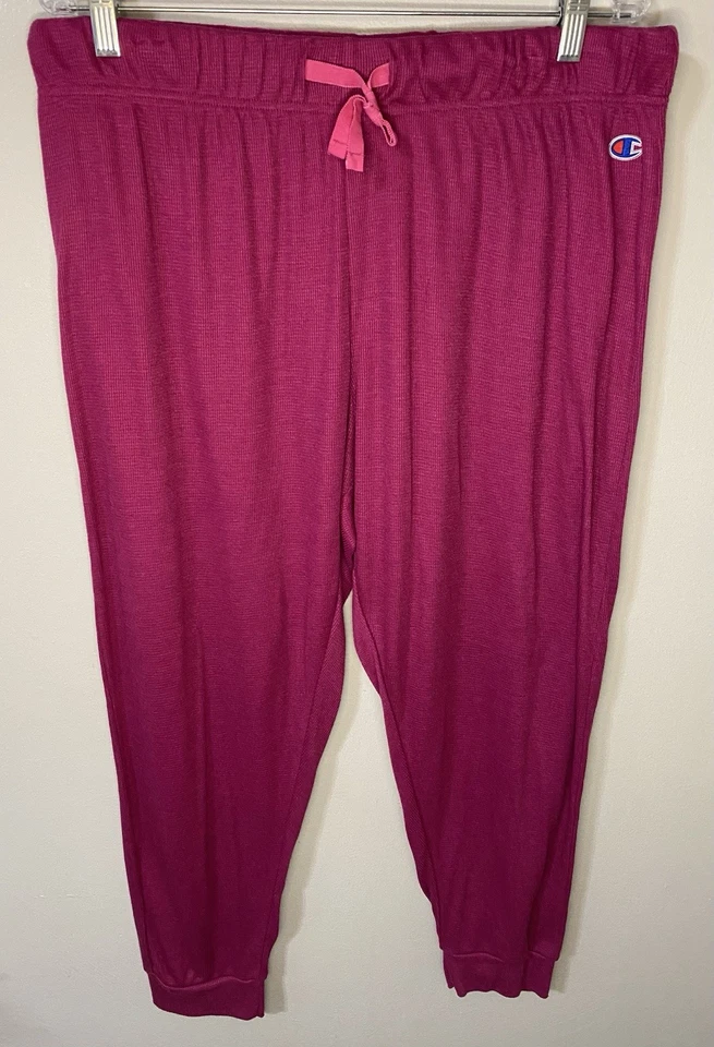 Champion Athletic Joggers Women 2XL Pink Pull On Elastic Waist Tapered Stretch - Image 1 of 4