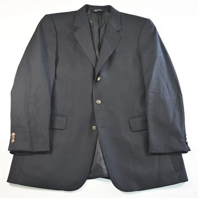 Jos A Bank 44R Black Wool Cashmere Flannel Mens Blazer Suit Jacket Sport Coat - Image 1 of 4