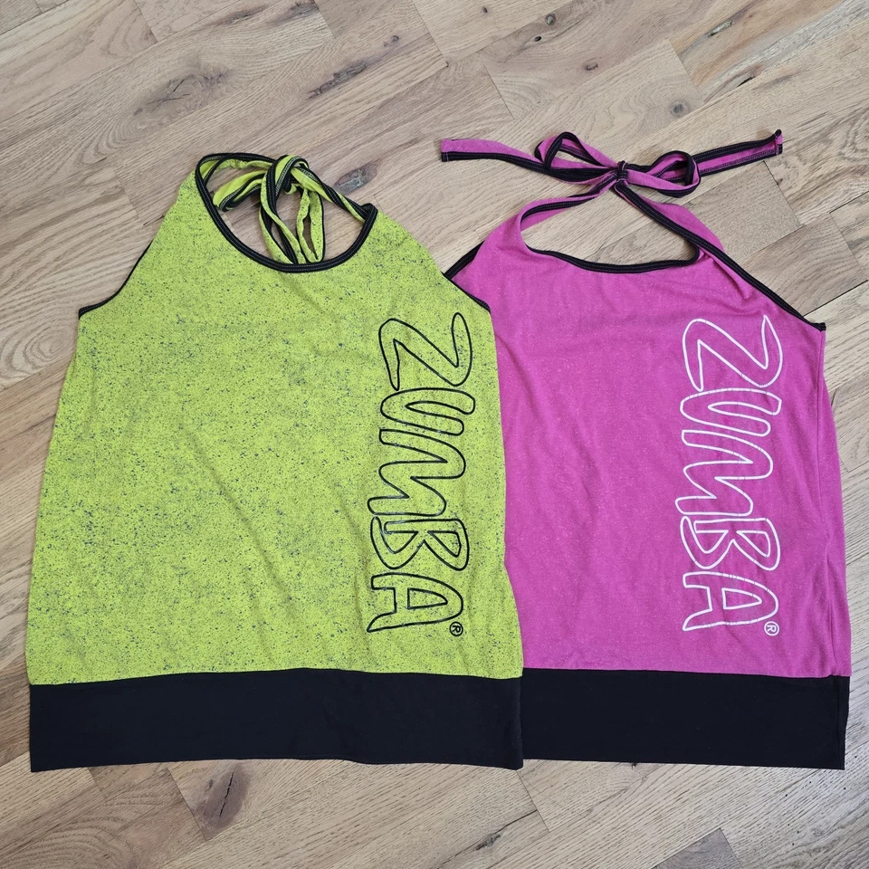 Lote De 2 Camisetas ZUMBA Bubble Halter Camiseta Tanque DANZA FITNESS  Foto 1 de 4