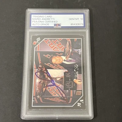 1991 Collect-A-Card #96 Mario Andretti Vette Set signed card PSA Auto 10 - Image 1 of 2