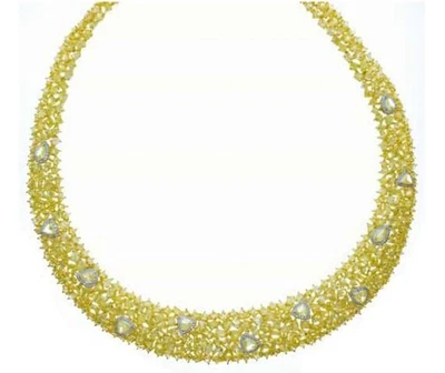 ¡LIQUIDACIÓN! NUEVO CON ETIQUETAS $448,000 ORO 18KT PRECIOSO COLLAR DE DIAMANTES AMARILLOS DE LUJO GIA Foto 1 de 3