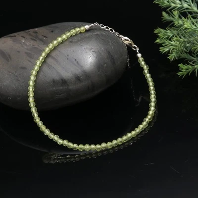 Beautiful Peridot Faceted Round Gemstone Beads August Birthstone Bracelets 6-8'' - Image 1 of 4