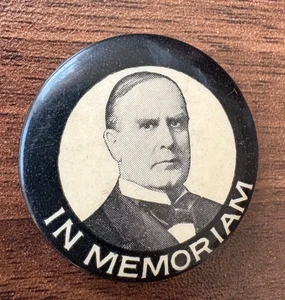 1896 Presidente William McKinley In Memoriam Spilla 7/8" Whitehead & Hoag molto bella - Foto 1 di 2