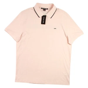 Michael Kors Polo Shirt Mens Medium Pink MK Logo Cotton Classic Fit Casual $98 - Picture 1 of 9