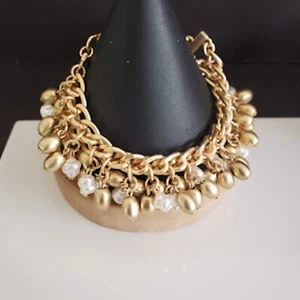 Lilly Pulitzer Bracelet Gold Tone Beads and Pearls Cha Cha Resort Vacation Beach - Picture 1 of 6