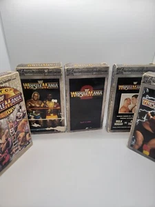 WWF - WrestleMania 1 Thru 4 W/ Best Off VHS Tapes Boxes Ruff Shape Tapes Great - Picture 1 of 13