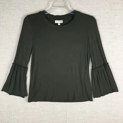 Maison Jules Womens Bell Sleeve Top Women's Size XXS Green Stretchy blouse - Image 1 of 4