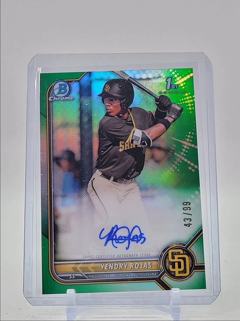 YENDRY ROJAS 2022 BOWMAN CHROME 1ST GREEN REFRACTOR AUTOGRAPH AUTO /99 Q0353