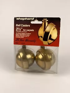 Shepherd Brass Ball Caster Vintage 2.5" For Chair Desk Table on Carpet MCM Style - Picture 1 of 3
