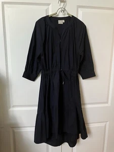 B Copenhagen Navy Blue Dress Minimalist Tie Waist High-Low Contemporary - Picture 1 of 8