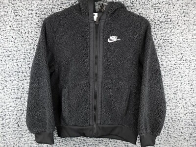 Nike Sudadera con Capucha Niños M Ropa Deportiva Club Polar Negro Peluche Vacaciones Crew FJ6019-010 Foto 1 de 4