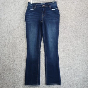 Maurices Jeans Womens 5/6 Blue Denim Curvy Mid Rise Retro Slim Boot Embroidered - Picture 1 of 11