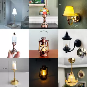 2pcs 1:12 Dollhouse Miniature LED Ceiling Lamp Table Lantern Floor Night Light - Picture 1 of 60