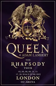 Queen & Adam Lambert 2022 London Konzertposter 11 x 17 gerahmt - Bild 1 von 2