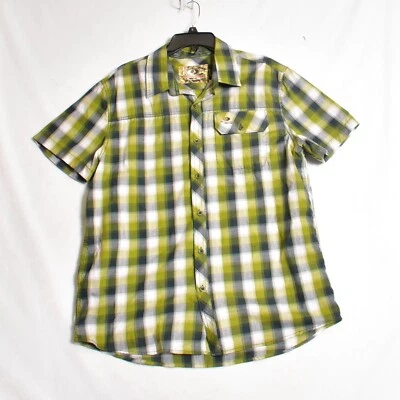 Mossy Oak Men's Size Large Shirt Button Front Green Plaid Short Sleeve Pocket - Image 1 of 4
