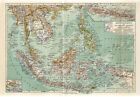 1920s SINGAPORE FRENCH INDOCHINA VIETNAM SIAM BURMA CAMBODIA BORNEO SUMATRA Map