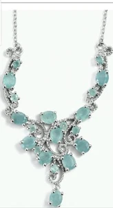 Blue Green Genuine Grandidierite Princess Necklace Platinum  S/S. TCW 4.140 - Picture 1 of 10