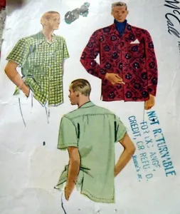 *FANTASTICA CAMICIA DA UOMO VINTAGE ANNI '50 McCALL motivo cucito PETTO MEDIO 38-40 - Foto 1 di 1