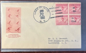 #716 Lake Placid Olympics FDC block of 4 with skiing cachet - Picture 1 of 1
