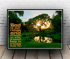 Christian Inspirational Poster - Psalms 36:1 Refuge Strength Salvation ALL SIZES
