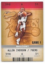 ALLEN IVERSON SERIAL /250 2002-03 FLEER AUTHENTIX BALCONY 56 SIXERS 76ERS HOF