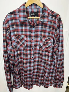 NEW Molokai Surf Co. Red Gray Plaid  Long Sleeve Button-Up Shirt Size XXL - Picture 1 of 8