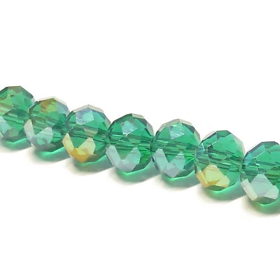 Glasperlen facettiert geschliffen Rondell 8x5 mm grün 65 Perlen Spacer R088 - Bild 1 von 4