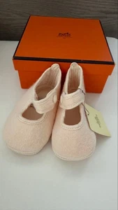 Hermes Bebé Primeros Zapatos Rosa Lana 10cm Con Bolsa Antipolvo Nuevos Lujosos Infantiles Botines - Imagen 1 de 15